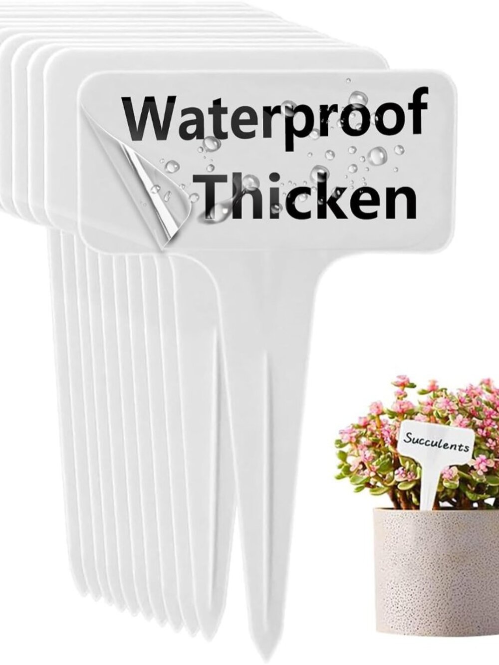 100 PCS White Plastic Plant Tags Thick Gardens Labels T-Type Nursery Markers Re-